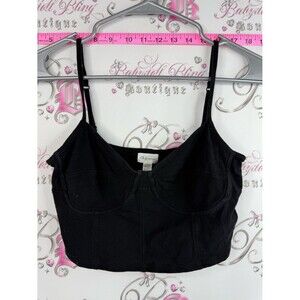 Dynamite tank top corset look, crop, Black Cropped Bustier Tank